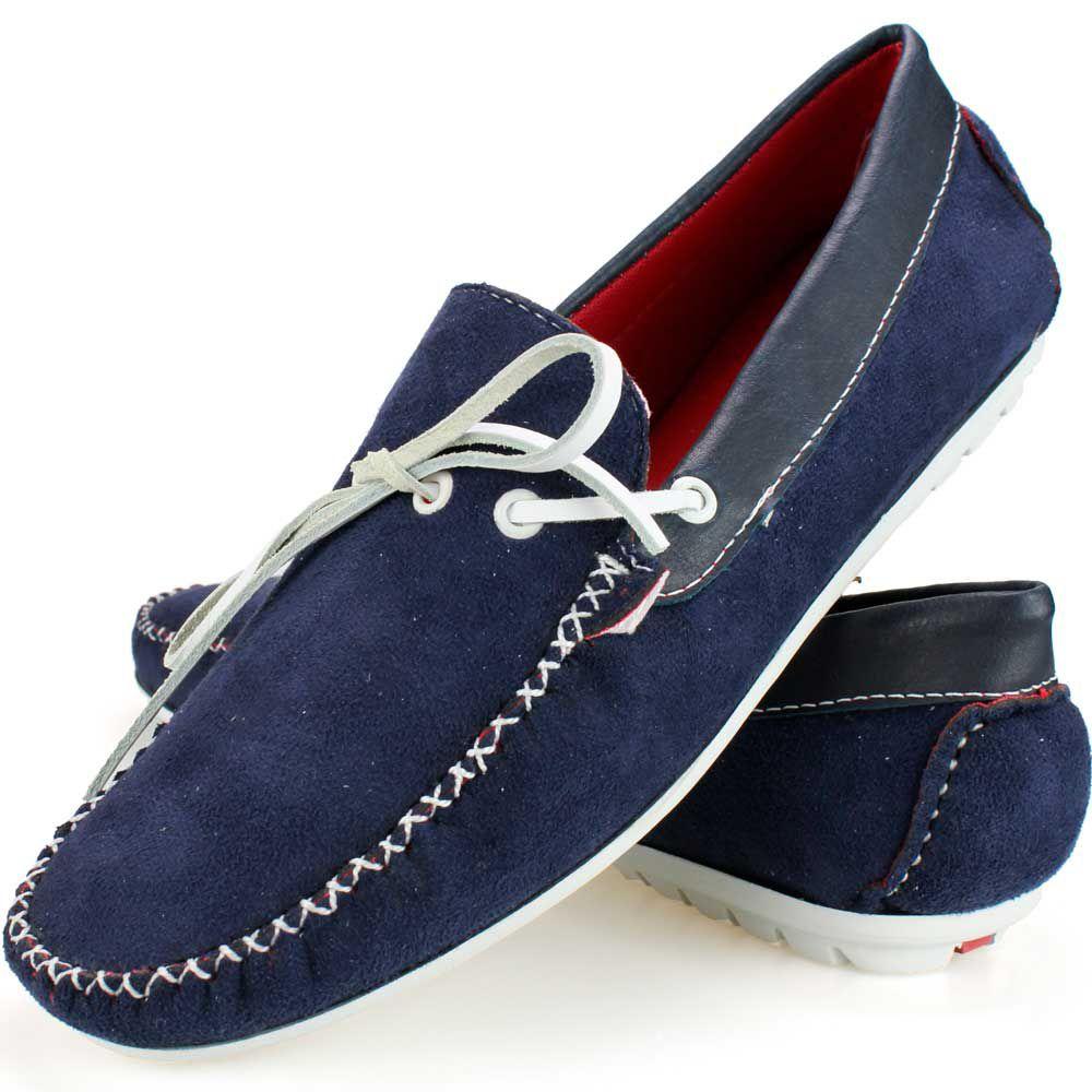 Mocassim Azul Marinho Camurça Masculino Com Cadarço Veludo Classico -  Sapatofranca - Mocassim Masculino - Magazine Luiza