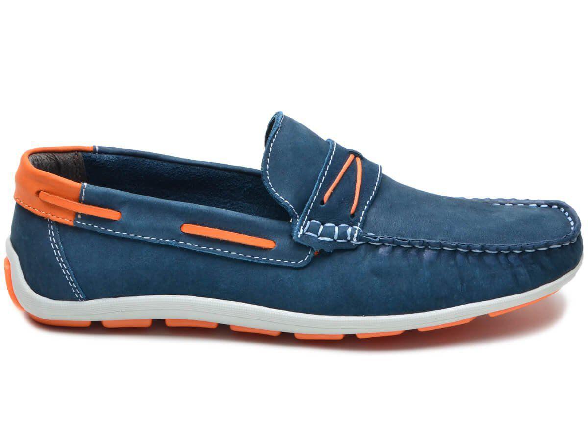 Mocassim Masculino ClaCle Azul Marinho/Laranja Ref.: C8020 - Mocassim  Masculino - Magazine Luiza