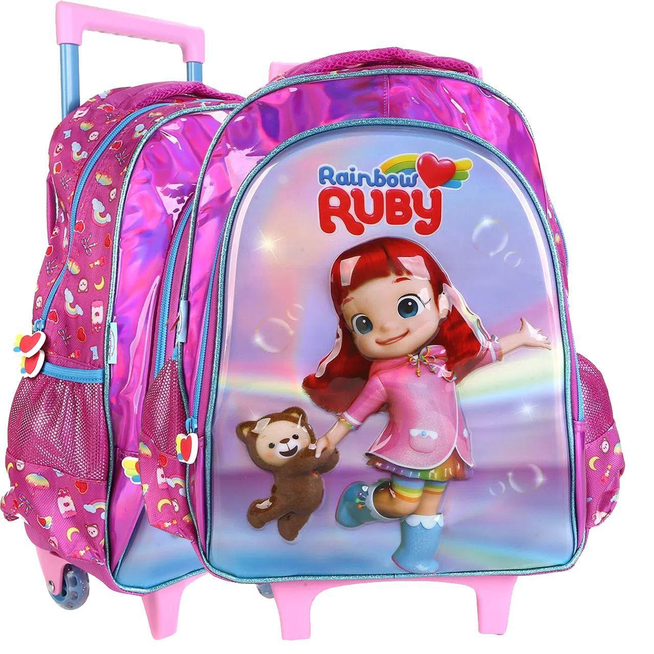 Mochila De Rodinhas Rainbow Ruby Escolar Pacific Mochila Infantil Magazine Luiza