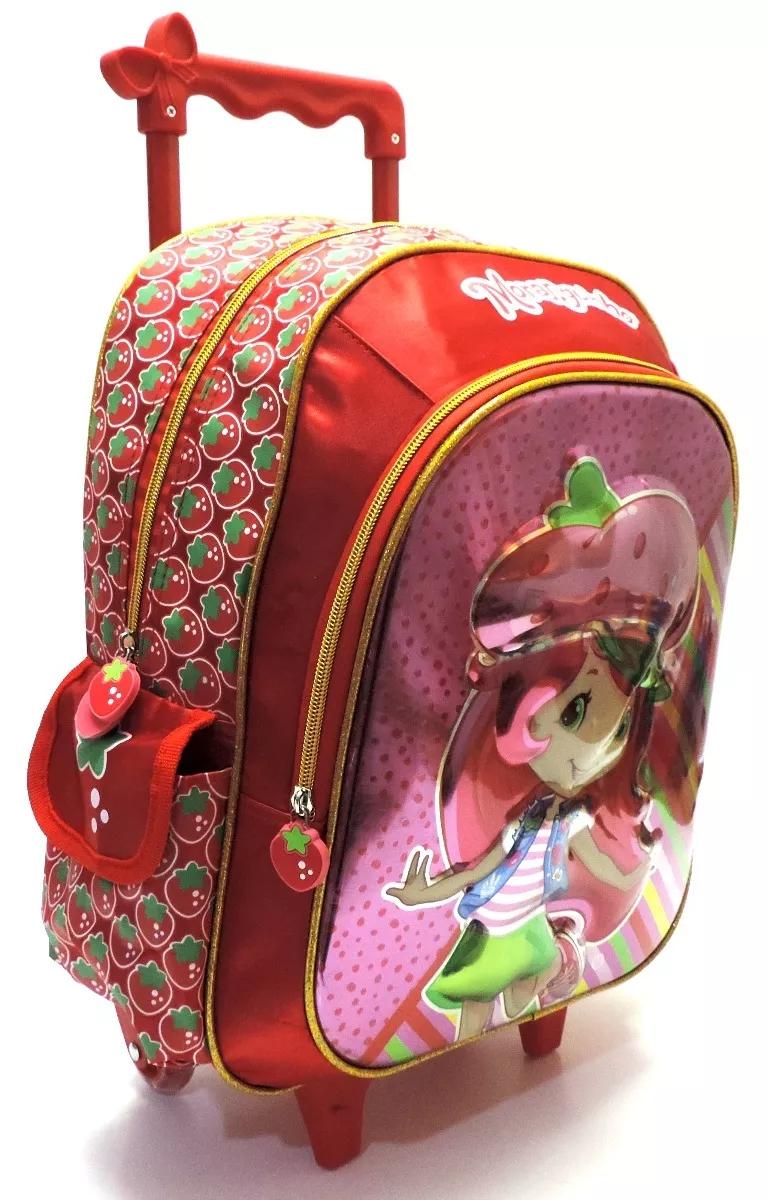 Mochila Escolar Moranguinho 3d Rodinhas G Feminina + Estojo - Luxcel ...