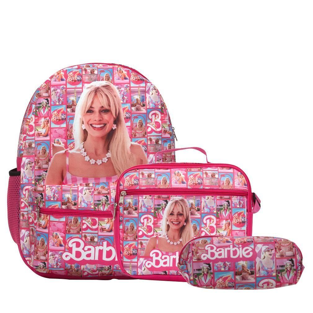 Mochila Infantil Feminina Barbie Costas Lancheira Estojo Toys 2U