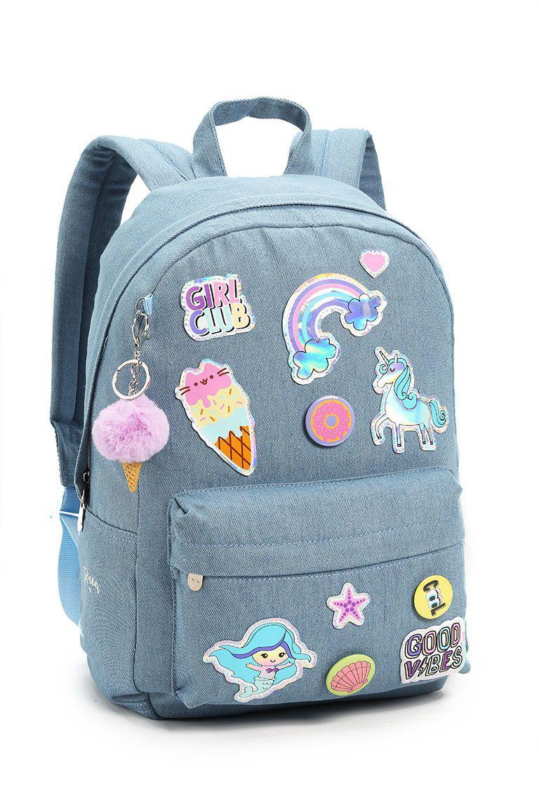 mochila jeans juvenil