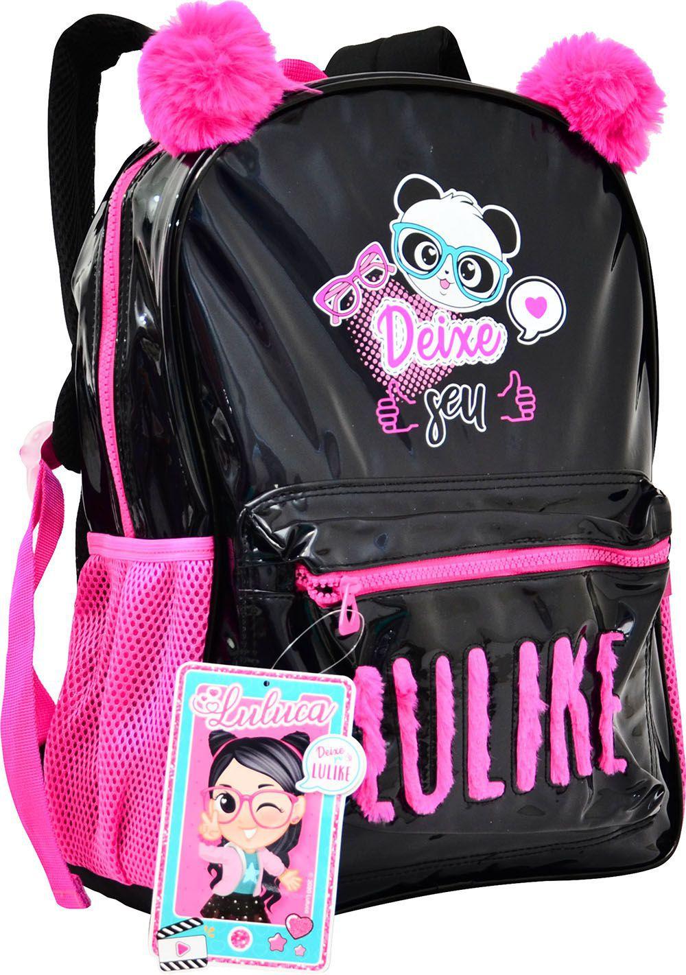 Kit mochila jeans azul escura com paetês oficial luluca LU3191 com estojo E  lancheira térmica em Promoção | Ofertas na Americanas