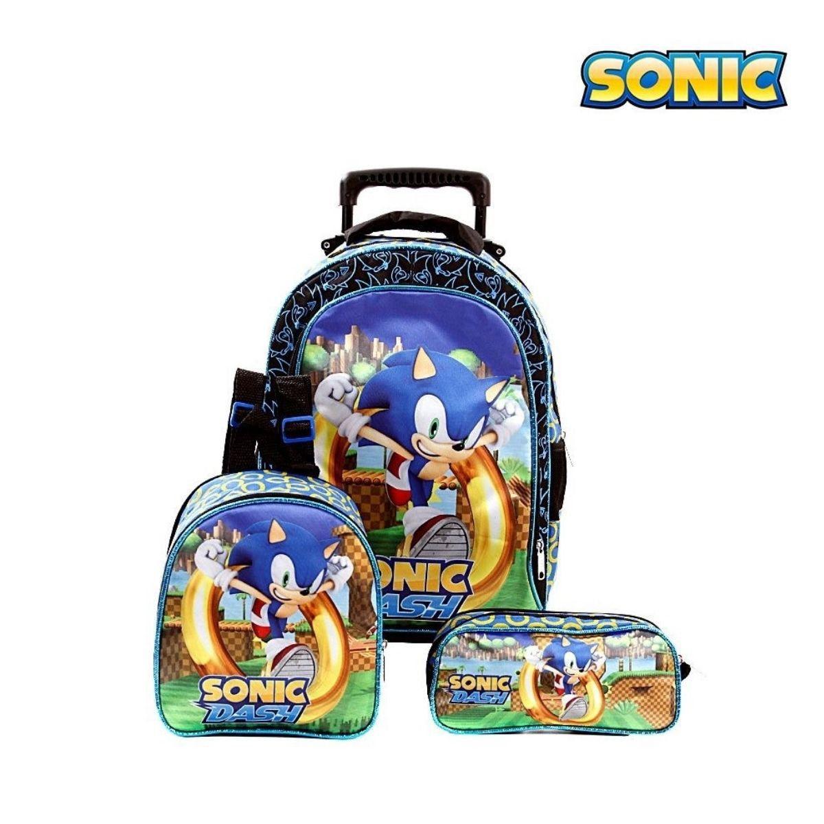 Mochila Sonic Grande Escolar Rodinhas Meninos Bebes Kit Completo Reforçado  Juvenil Preto - Meimi Amores - Kit Mochila Infantil - Magazine Luiza