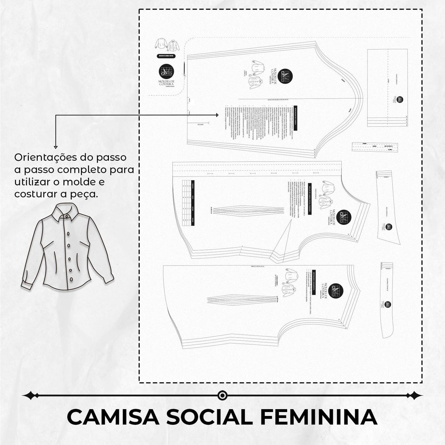 Feminina Tamanhos De Camisa Molde Camisa Social Feminina Tamanho