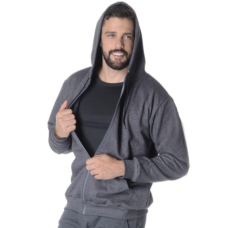 charcoal grey zip moletom com capuz