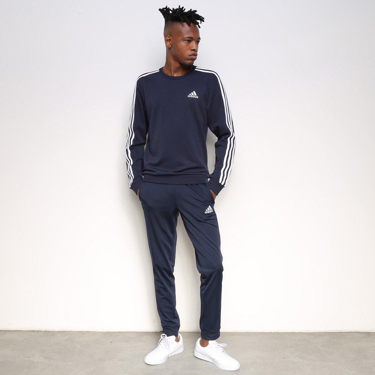 moletom adidas essentials 3 listras masculino