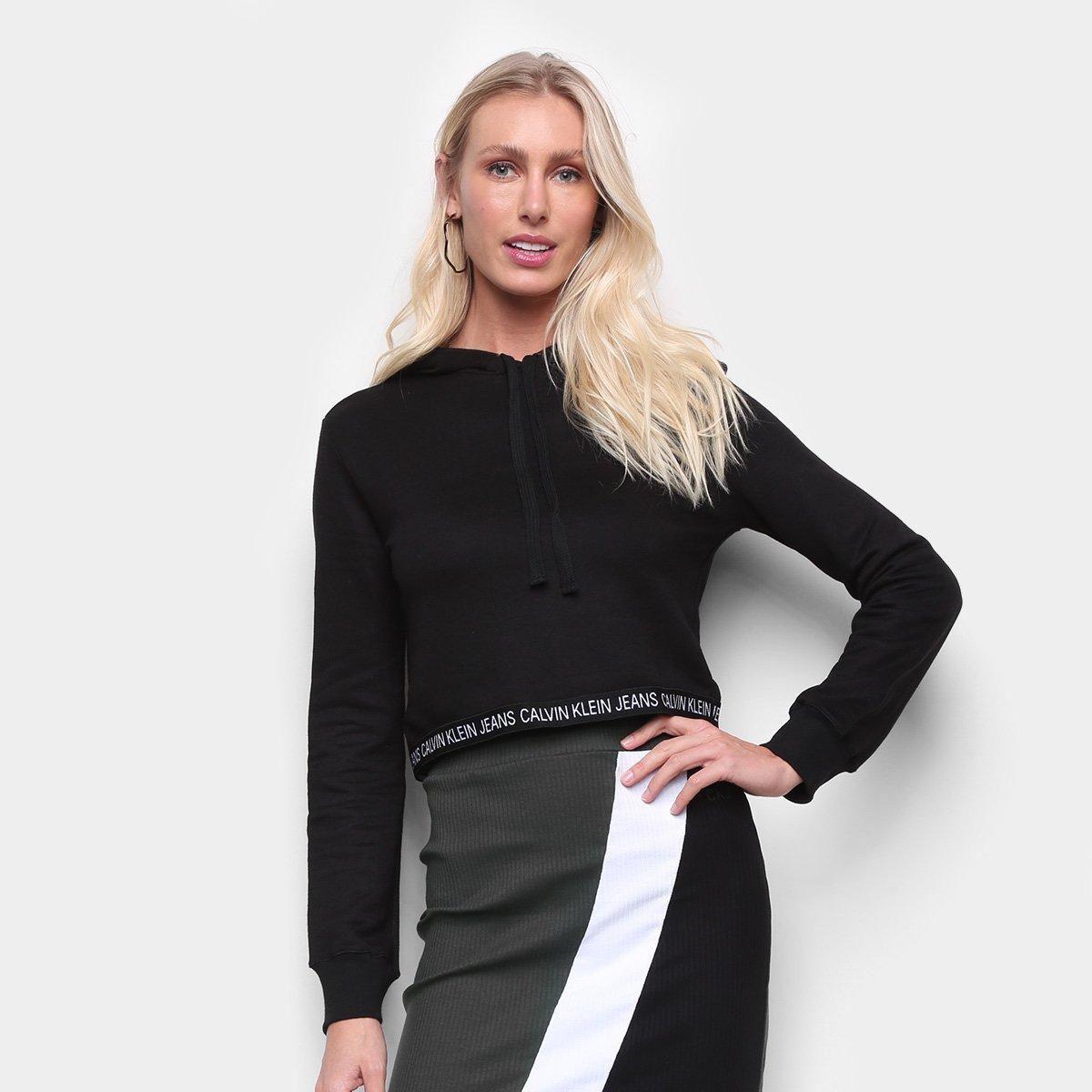 calvin klein cropped moletom com capuz