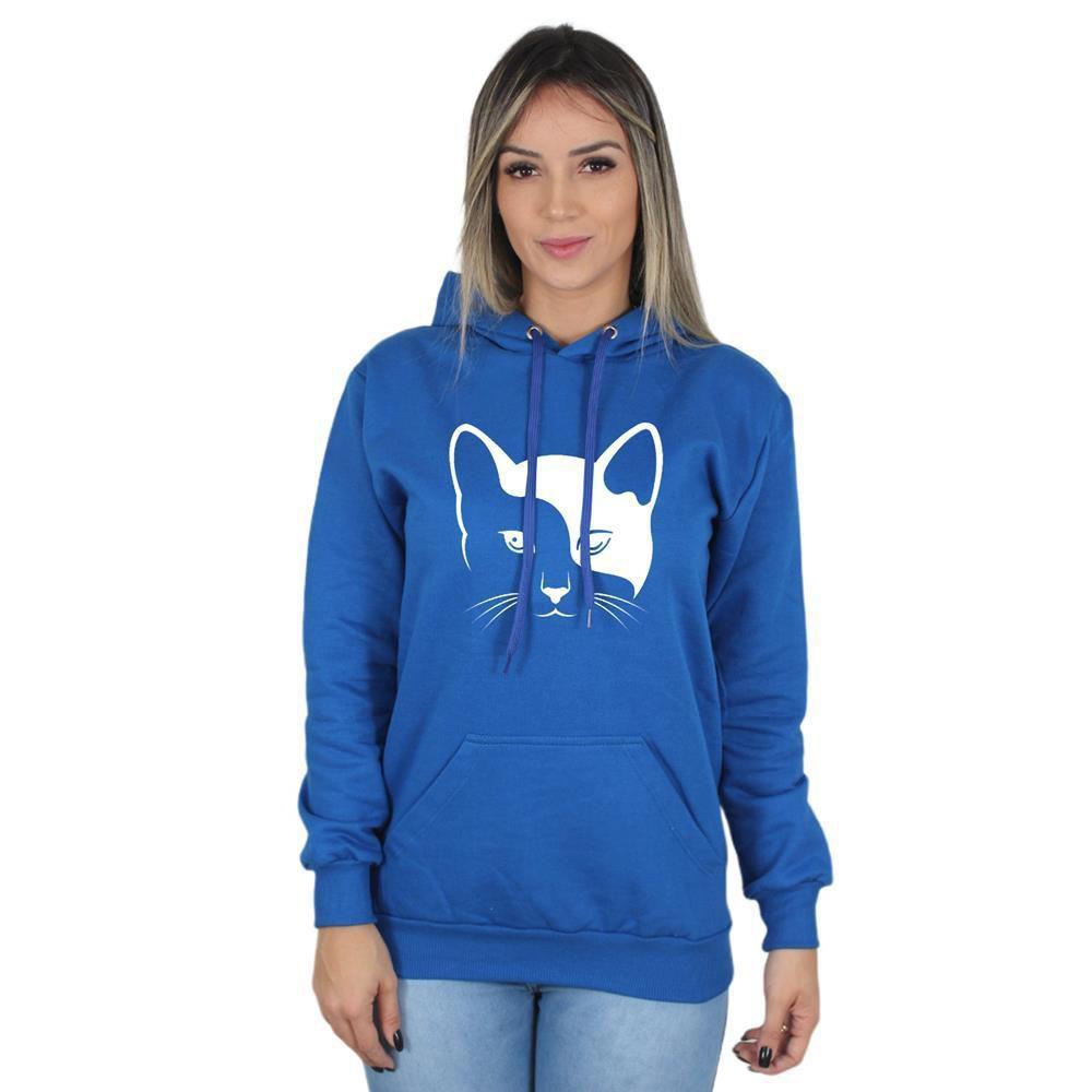 blue cat moletom com capuz
