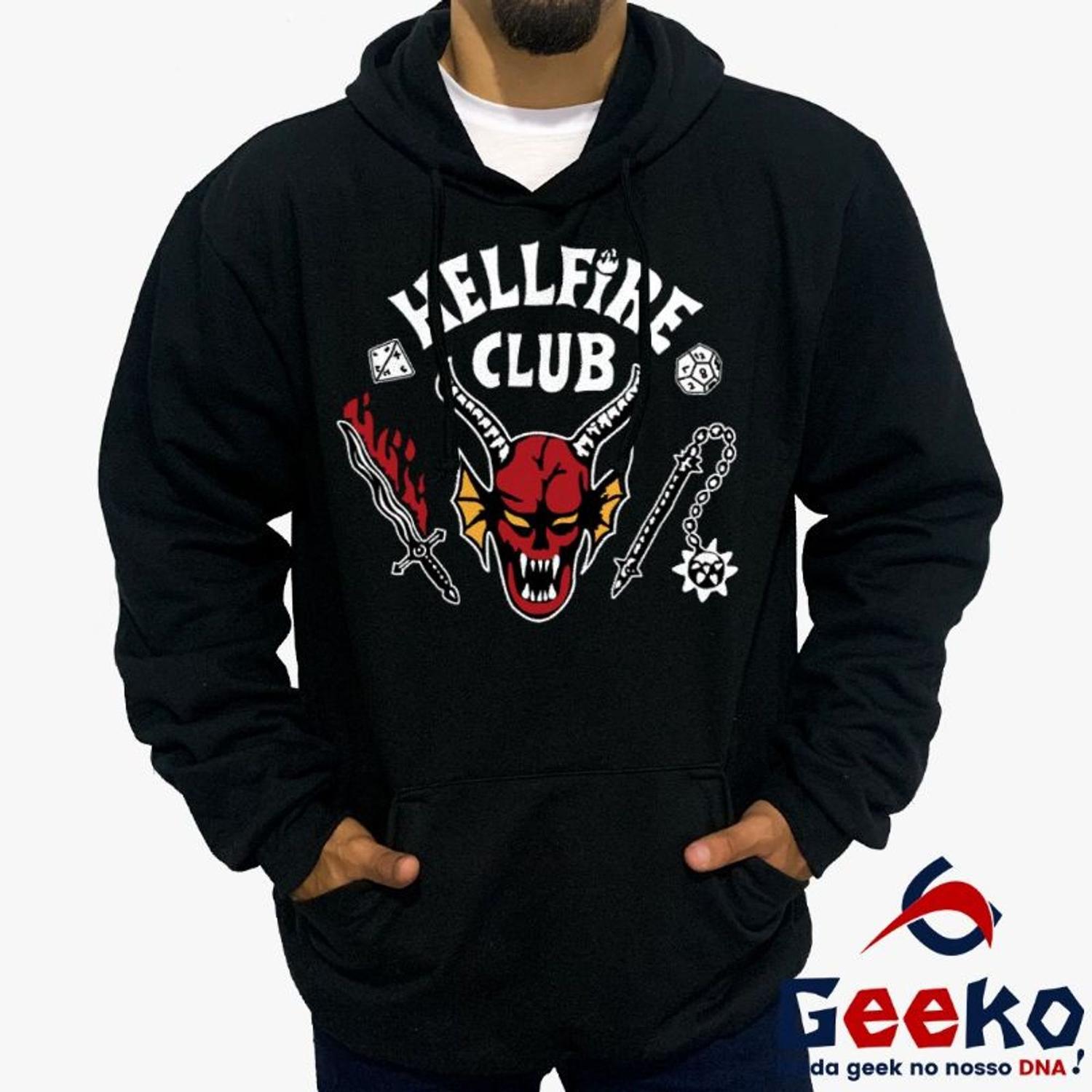Moletom Canguru HellFire Club Algodão Stranger Things Geeko