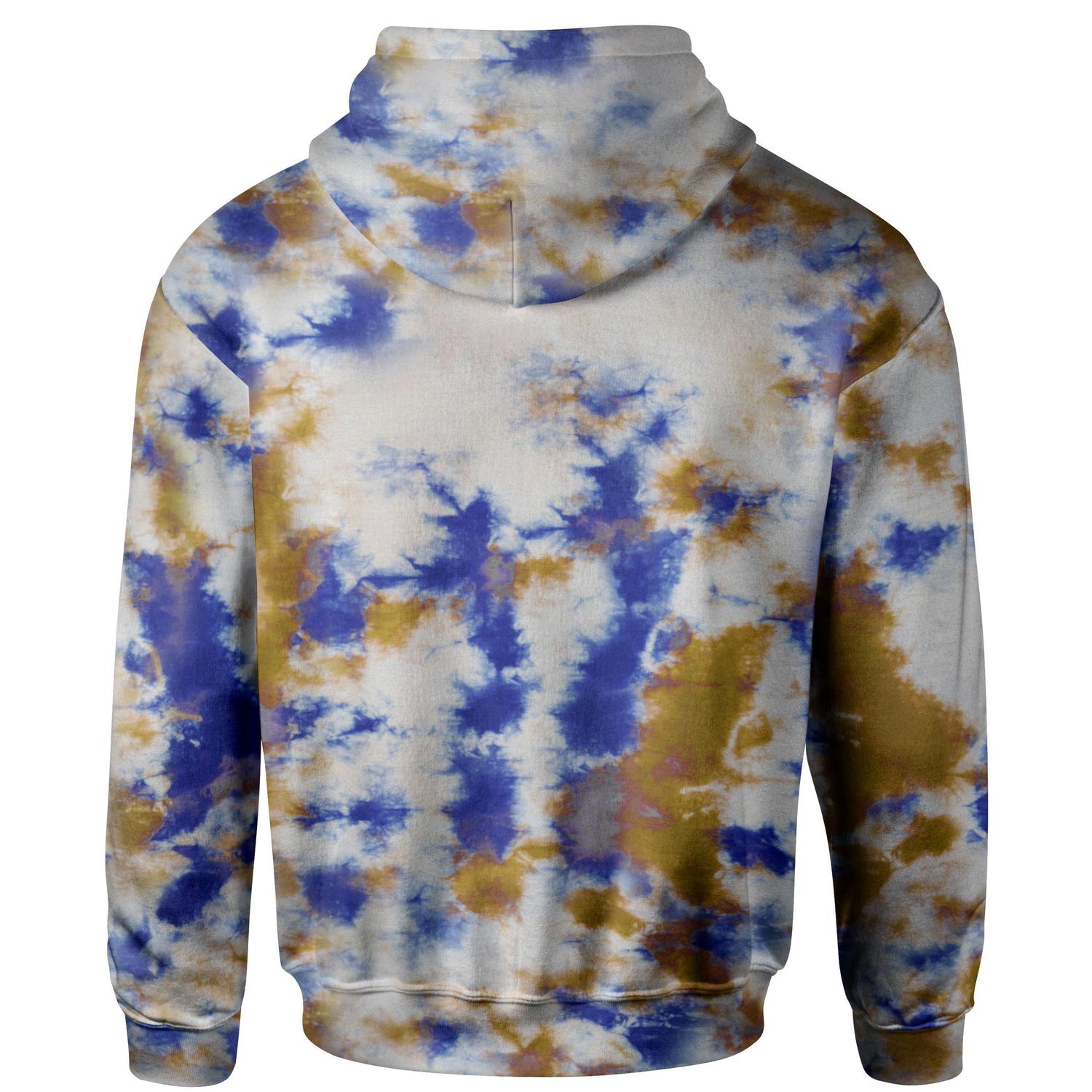 blue and yellow tie dye moletom com capuz