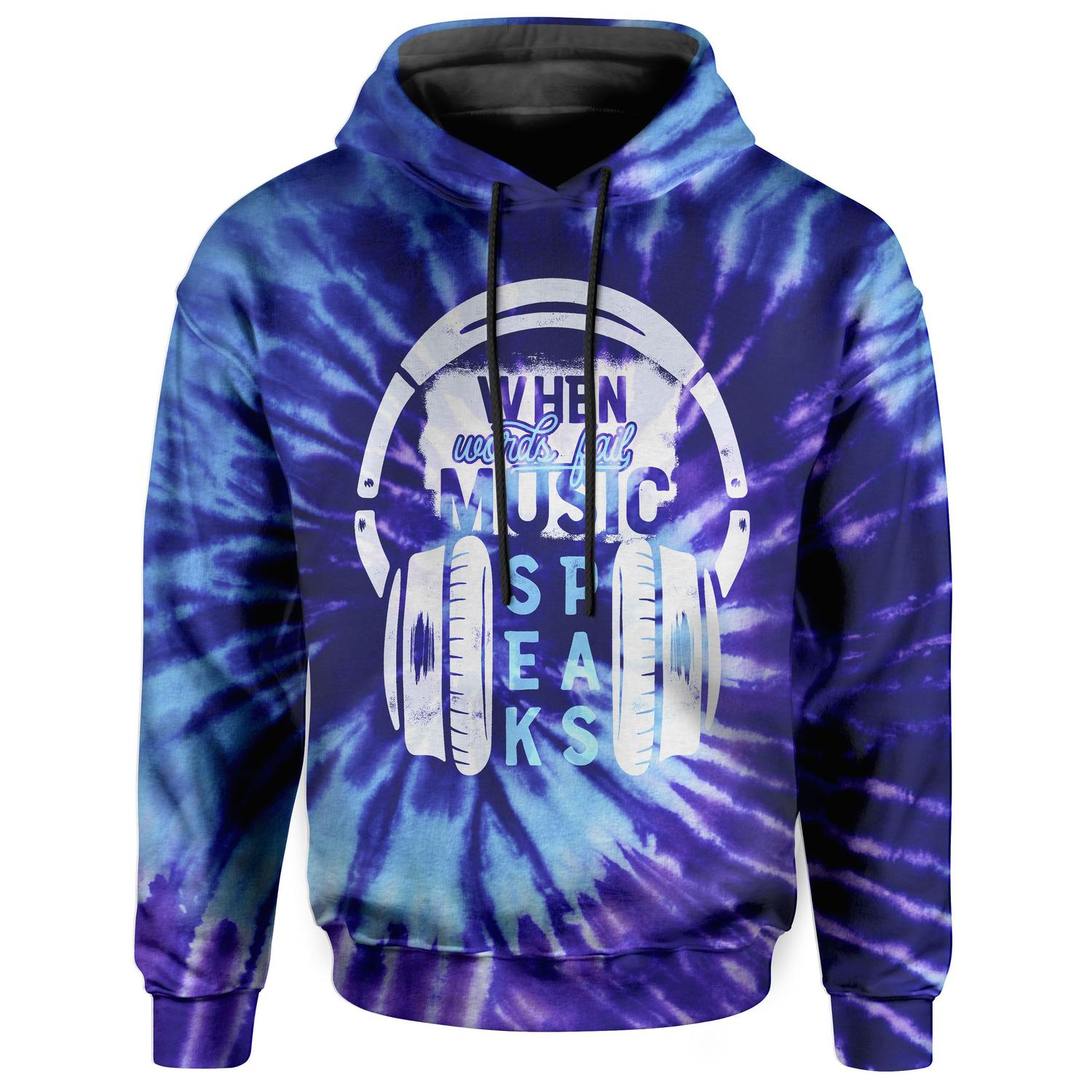 blue black tie dye moletom com capuz