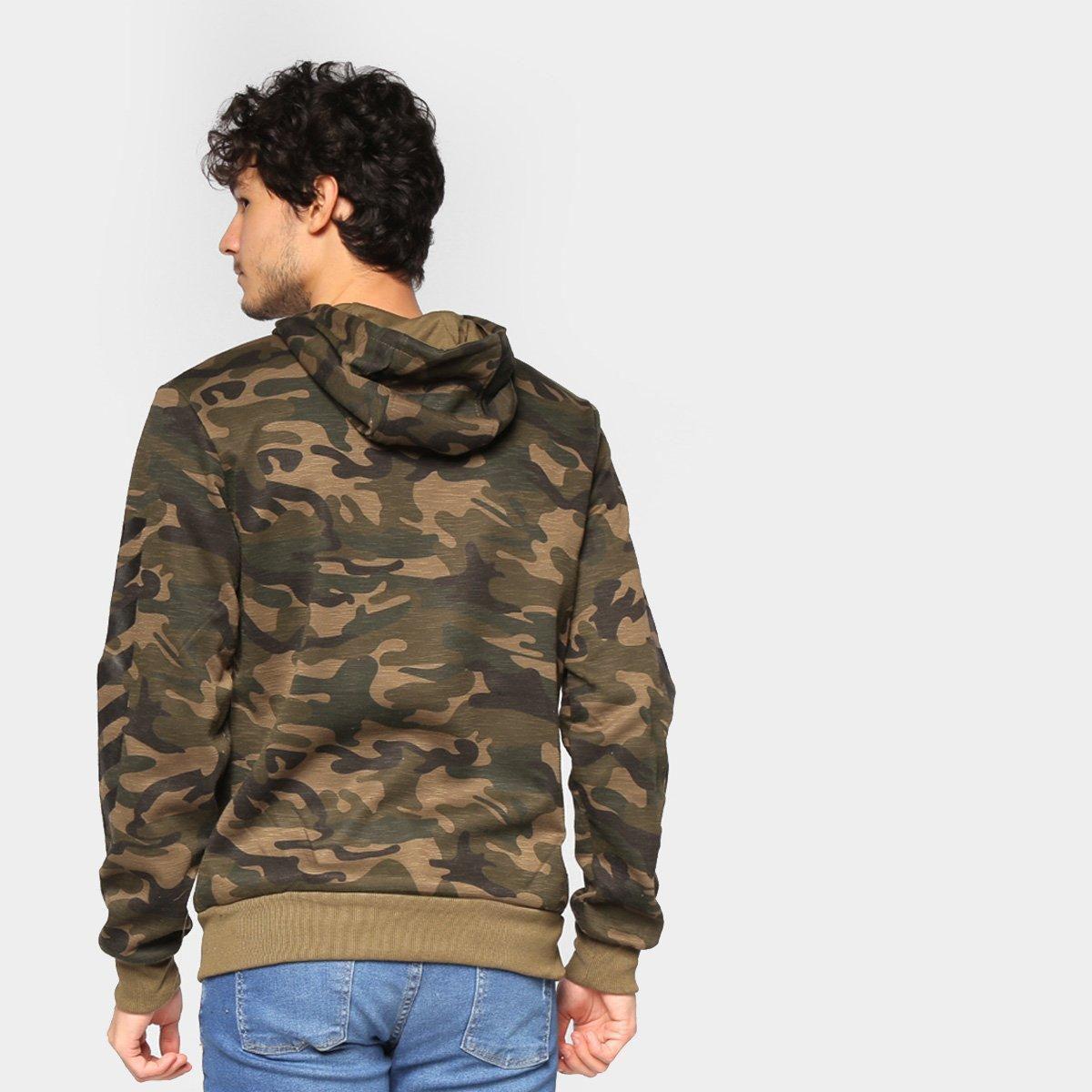 camo sherpa moletom com capuz