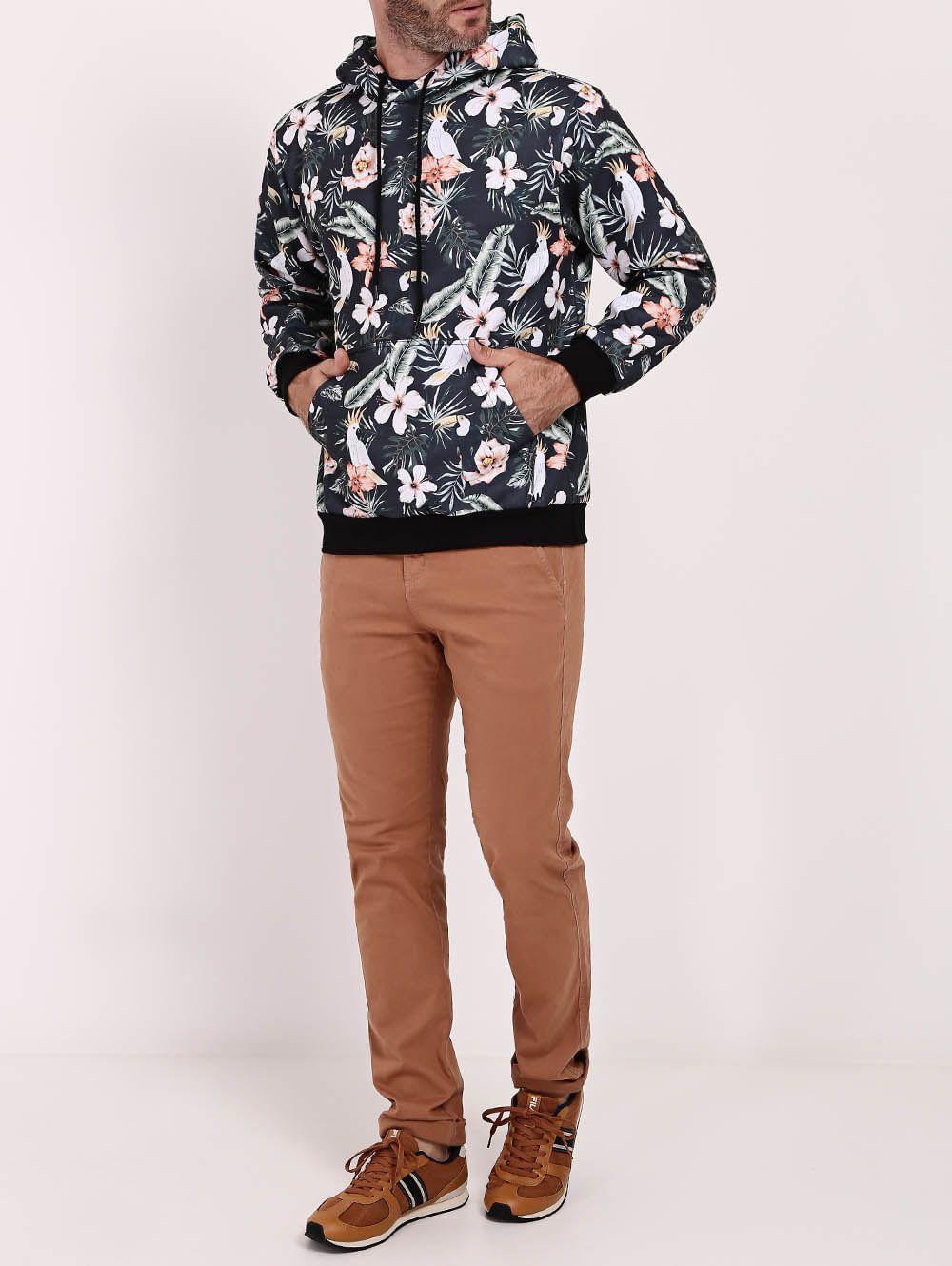 floral moletom com capuz men