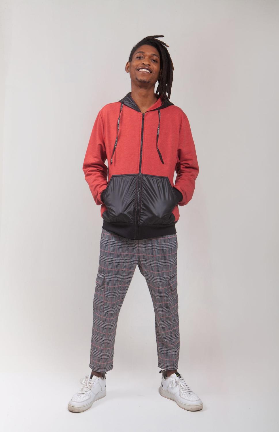 moletom com capuzs with half zipper