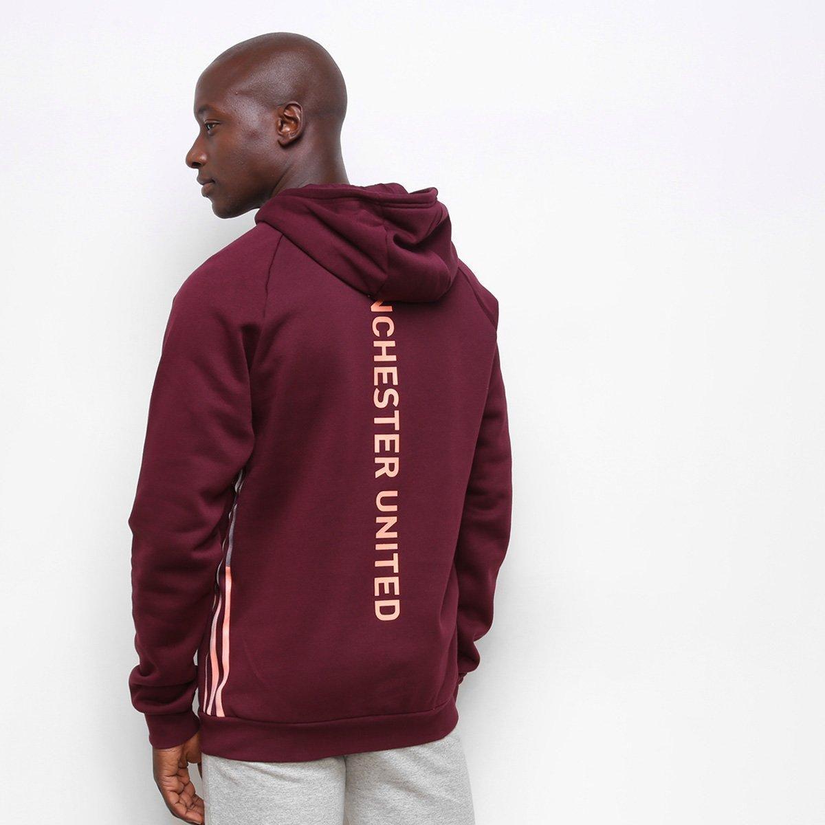 man utd maroon moletom com capuz