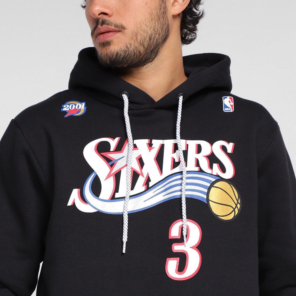 sixers black moletom com capuz