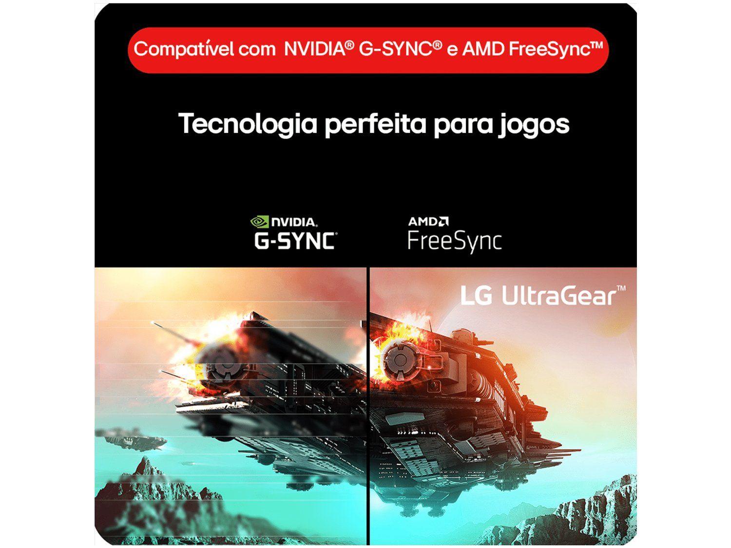 Monitor Gamer 180Hz UltraGear 1ms (GtG) LG 24GS60F-B 24" Full HD IPS NVIDIA G-SYNC AMD FreeSync HDR10 sRGB 99% HDMI DisplayPort