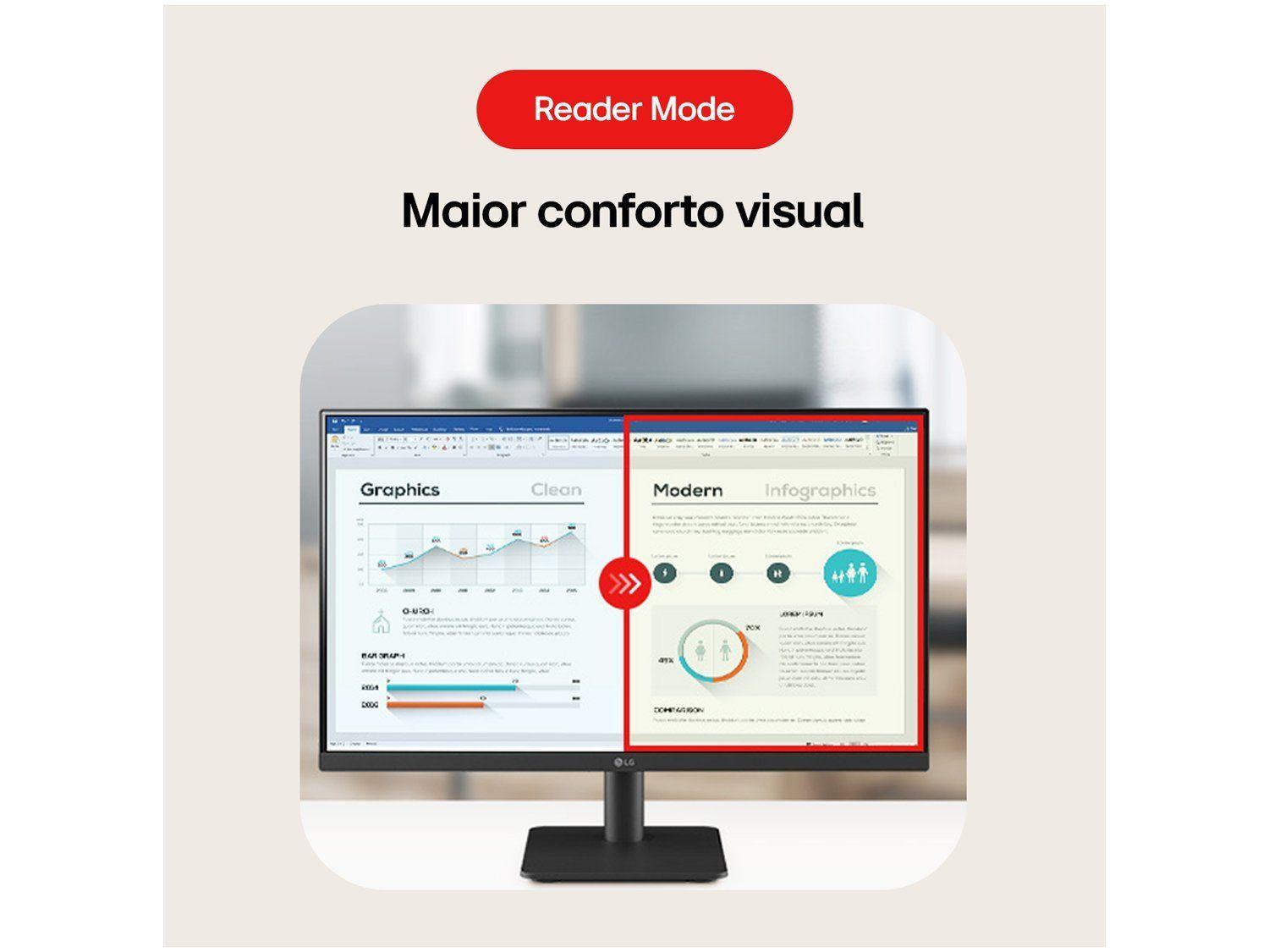 Monitor Gamer LG 24MS500-B — vista lateral inclinação e base