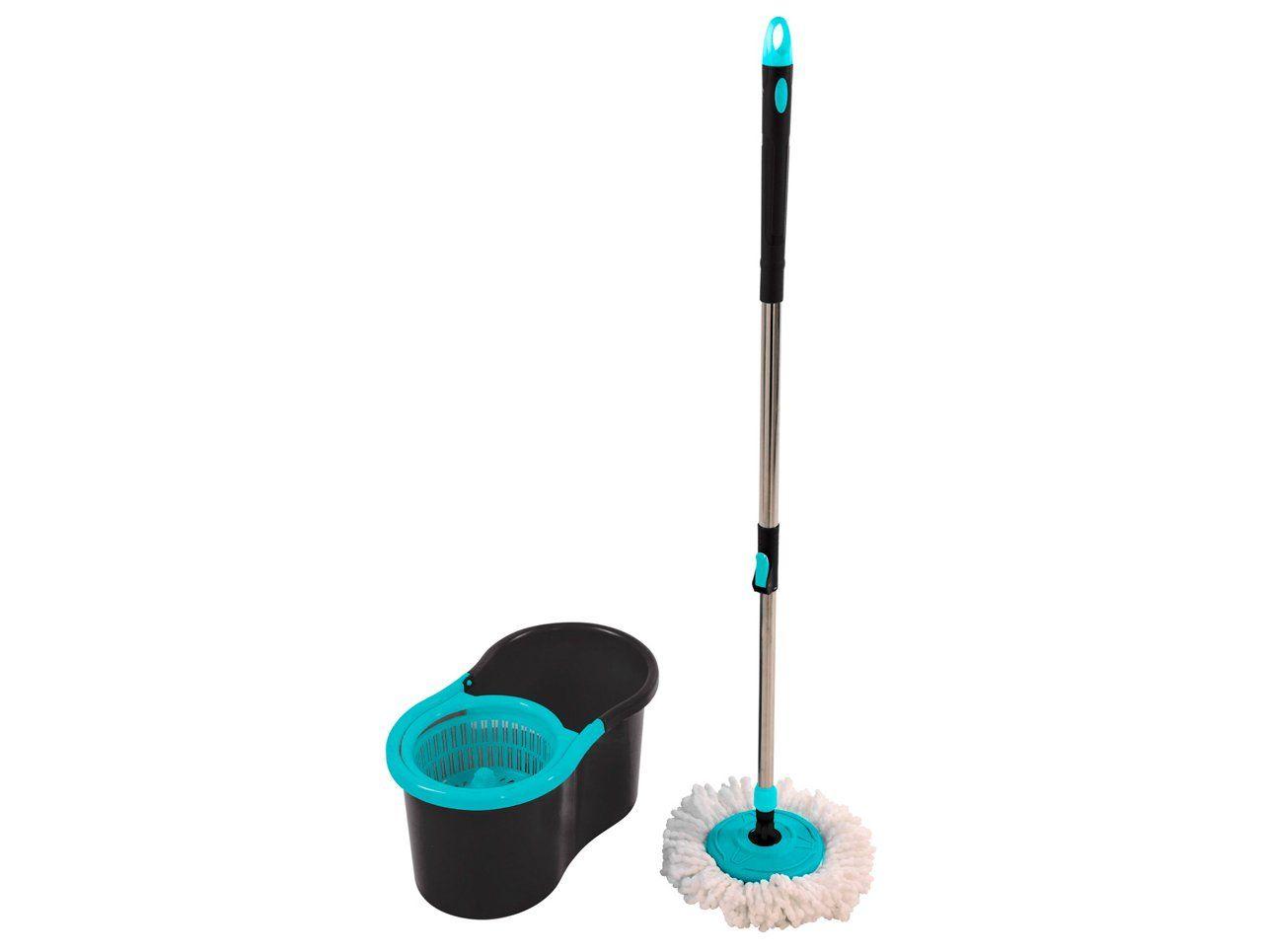 Mop Giratório com Esfregão Hauskraft Limpy Preto Prata e Azul