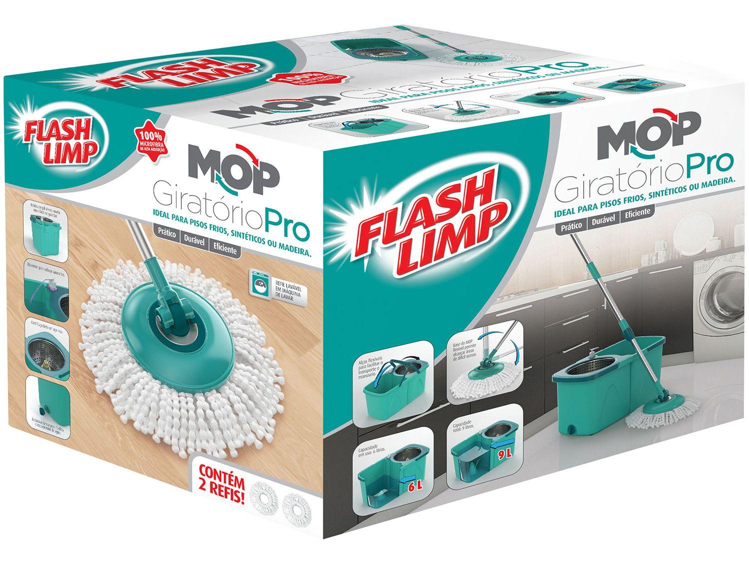 Mop Giratório FlashLimp Pro com Balde Microfibra Mop Magazine Luiza