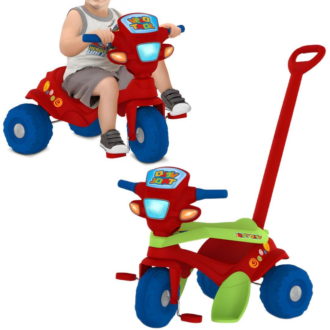 Triciclo Infantil Com Empurrador Motoca Passeio Vermelho