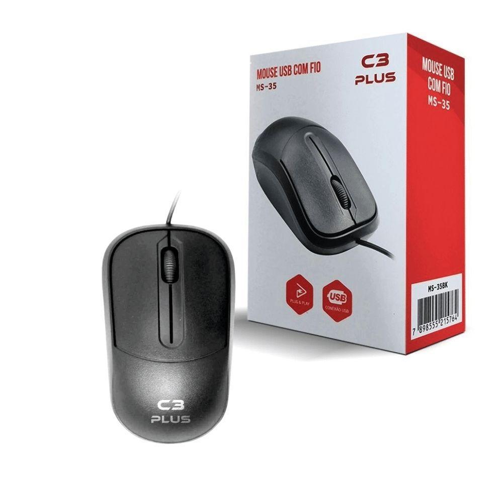 Mouse Com Fio Usb 1000 Dpi Ms 35 C3plus C3tech Mouse Com Fio Magazine Luiza