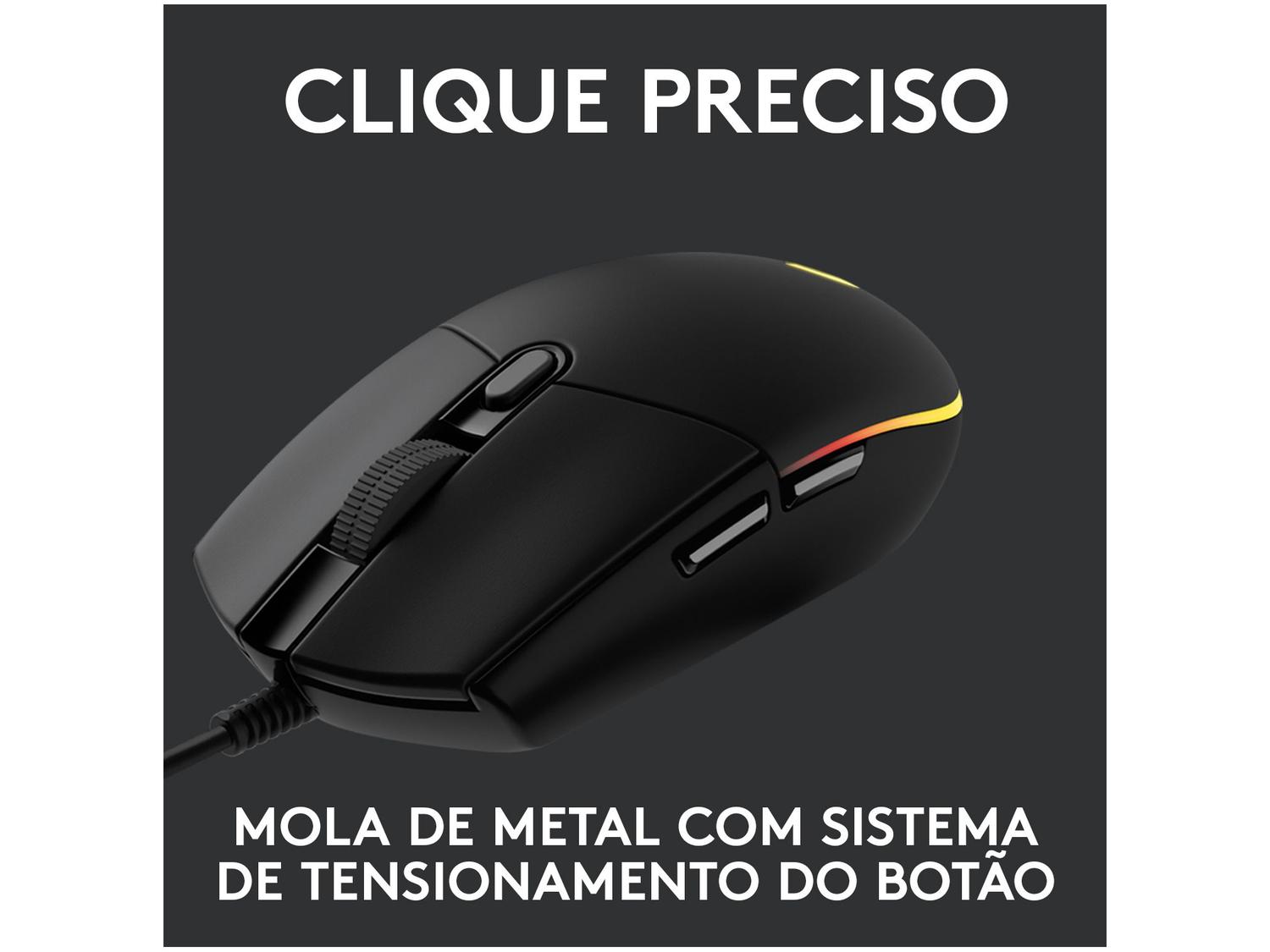 Mouse Gamer Lightsync RGB Logitech Óptico 8000DPI