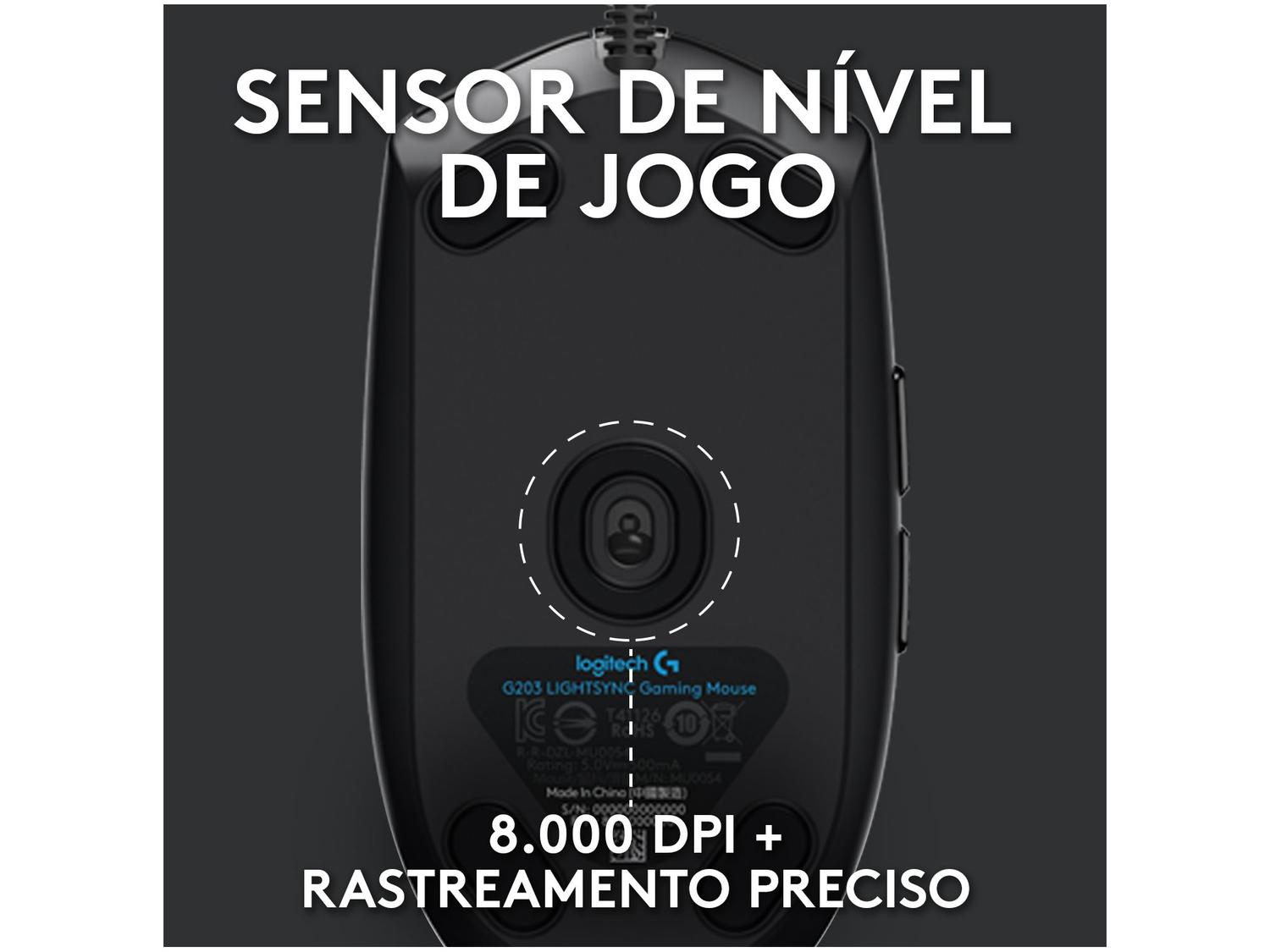 Mouse Gamer Lightsync RGB Logitech Óptico 8000DPI