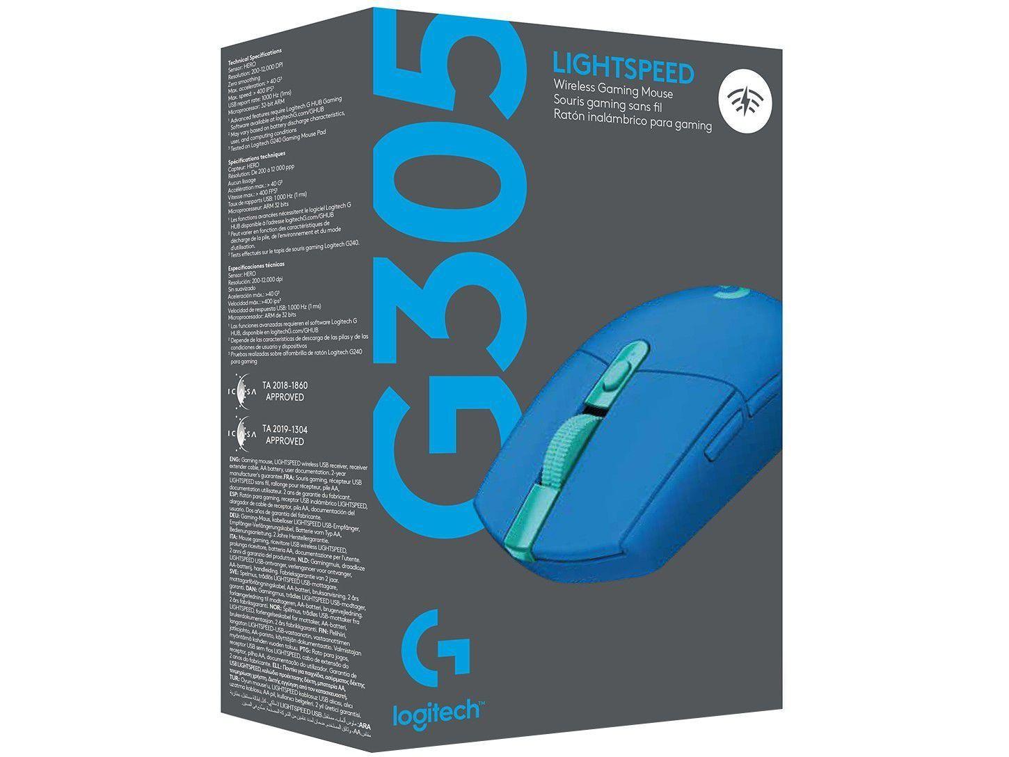 Mouse Gamer RGB sem Fio Logitech G Óptico