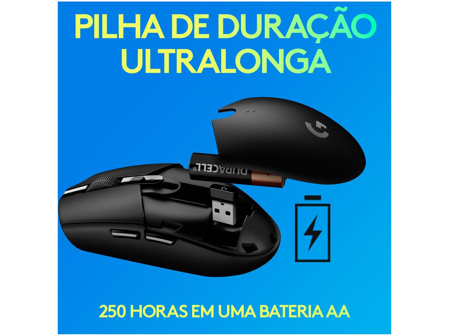 Mouse Gamer RGB sem Fio Logitech G Óptico