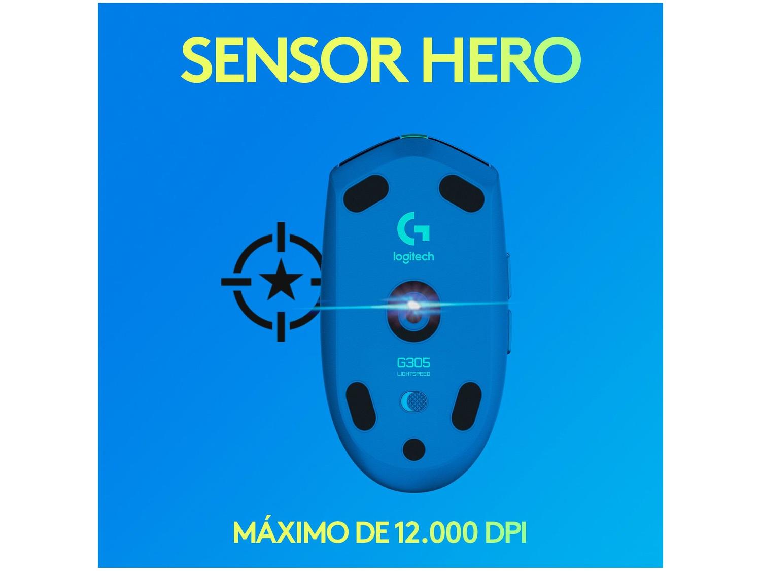 Mouse Gamer RGB sem Fio Logitech G Óptico