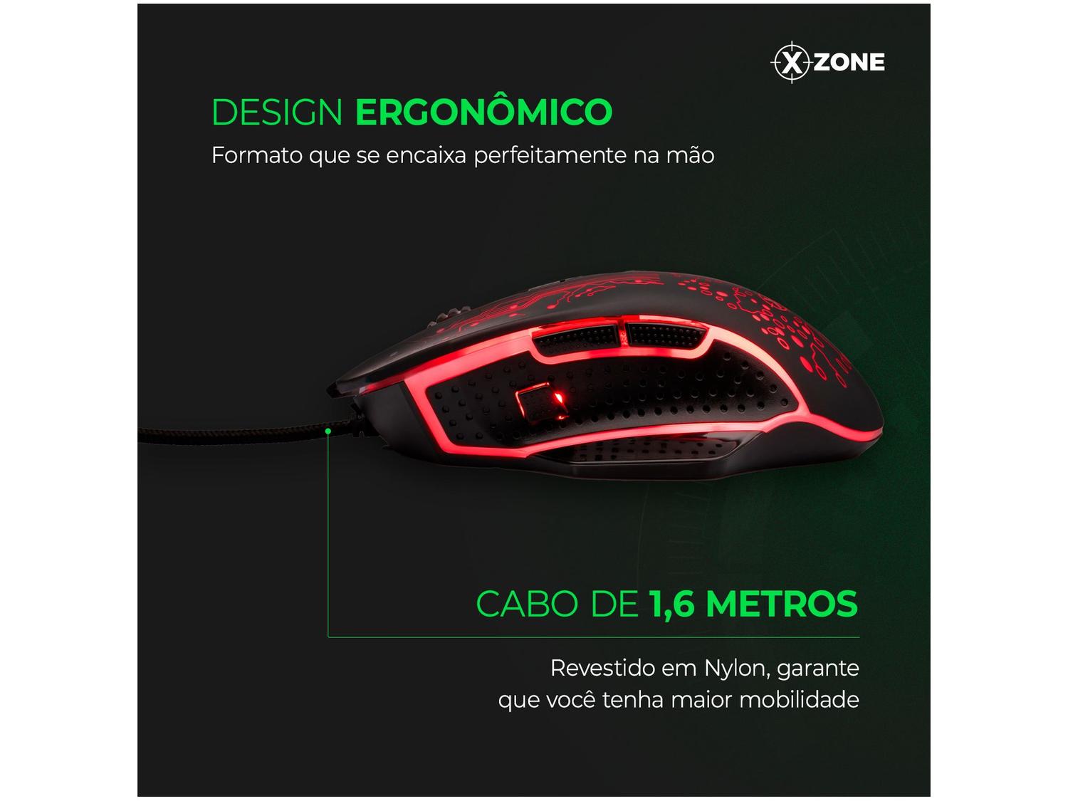 Mouse Gamer XZONE Óptico 3200DPI