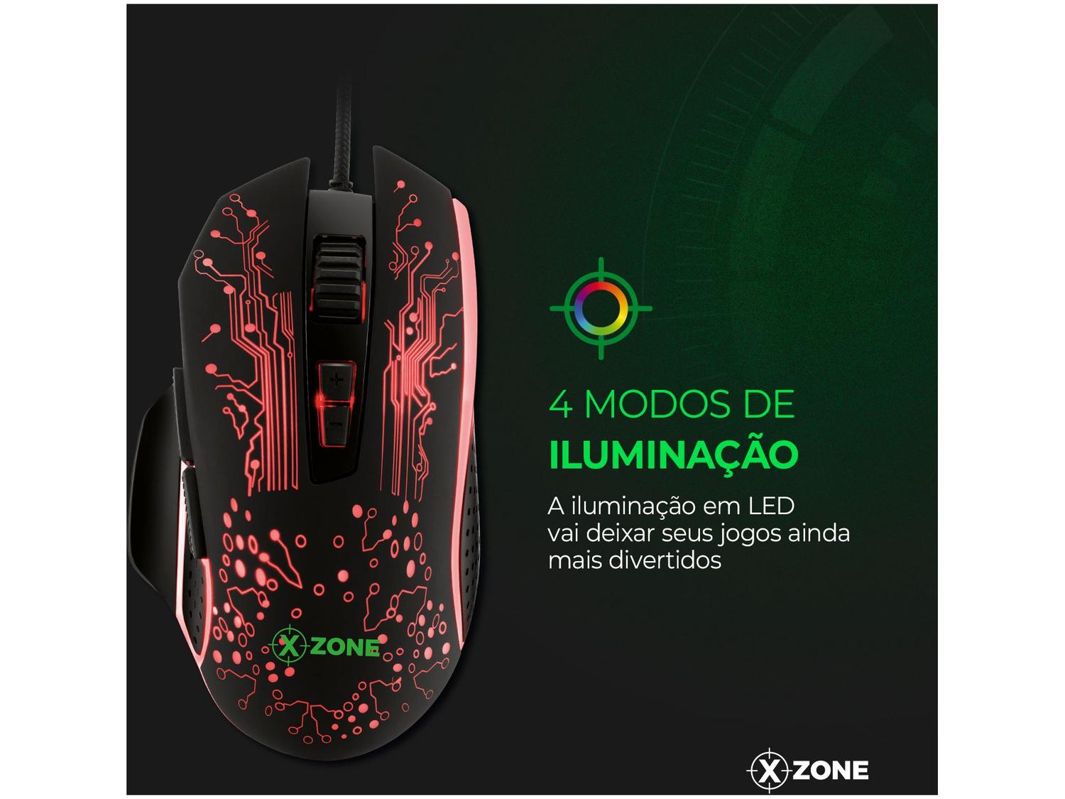 Mouse Gamer XZONE Óptico 3200DPI