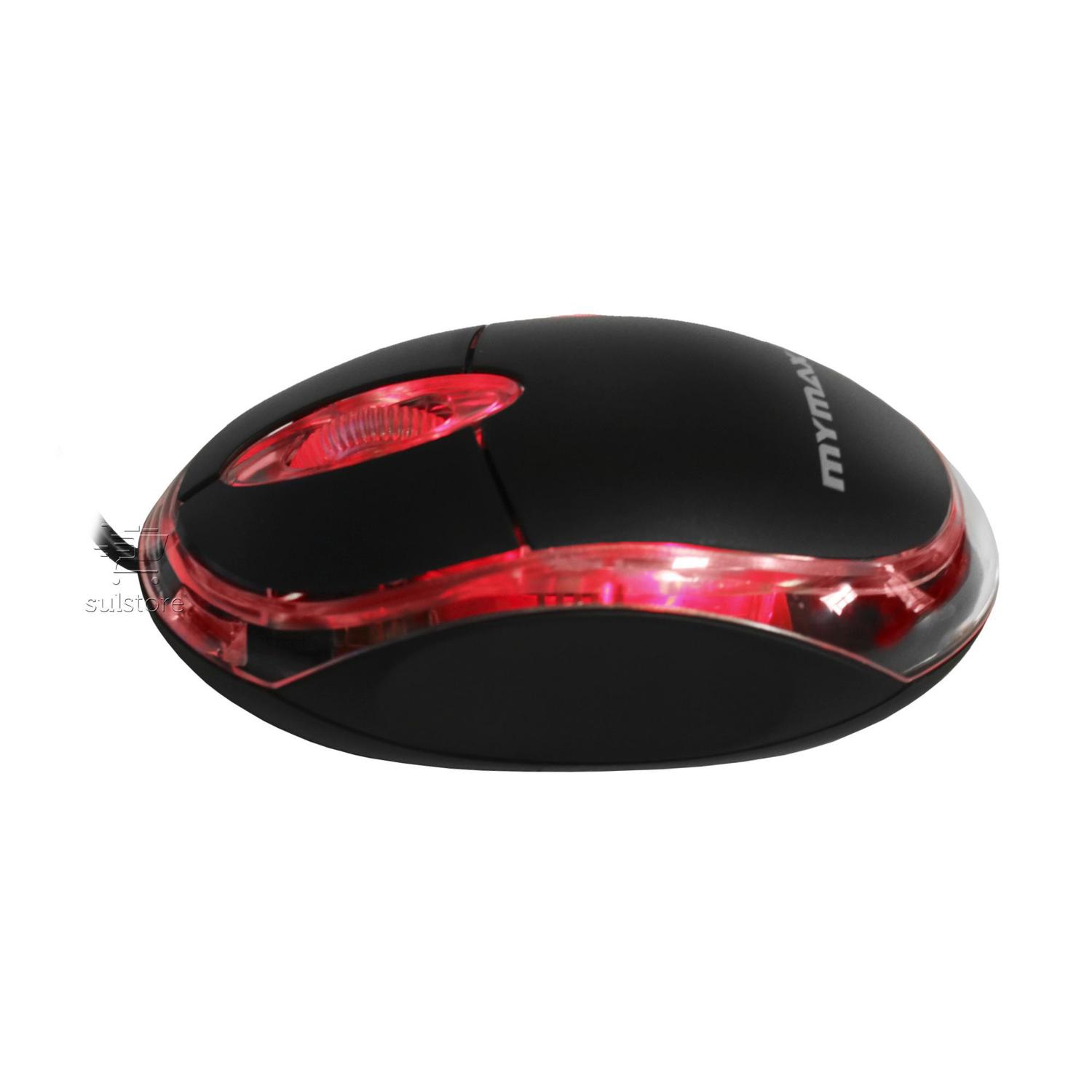 Mouse óptico USB 800 DPI Com Led Vermelho 3 Botões Com Scroll Mymax