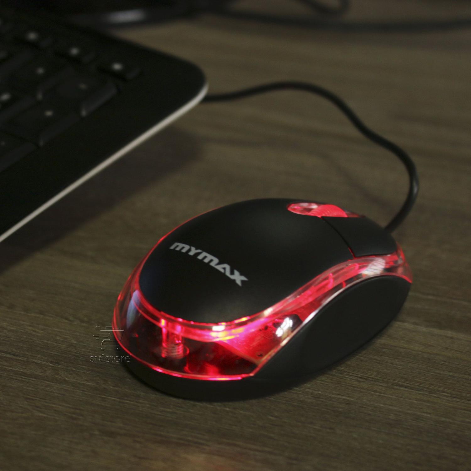 Mouse óptico USB 800 DPI Com Led Vermelho - 3 Botões Com Scroll - Mymax