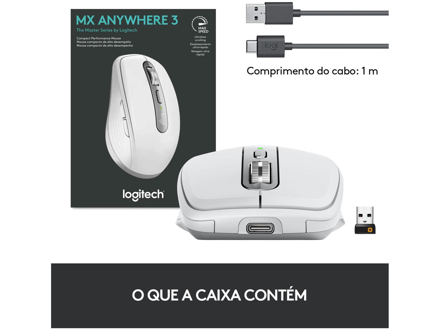 Mouse sem Fio Logitech Óptico 4000DPI 6 Botões