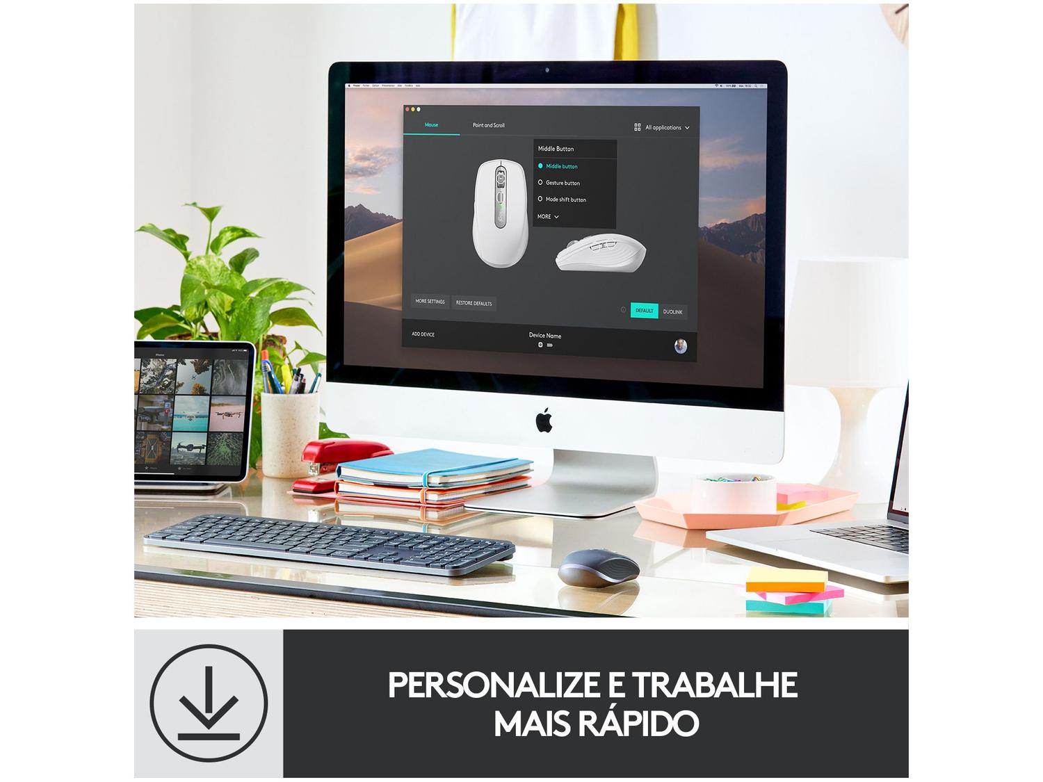 Mouse sem Fio Logitech Óptico 4000DPI 6 Botões