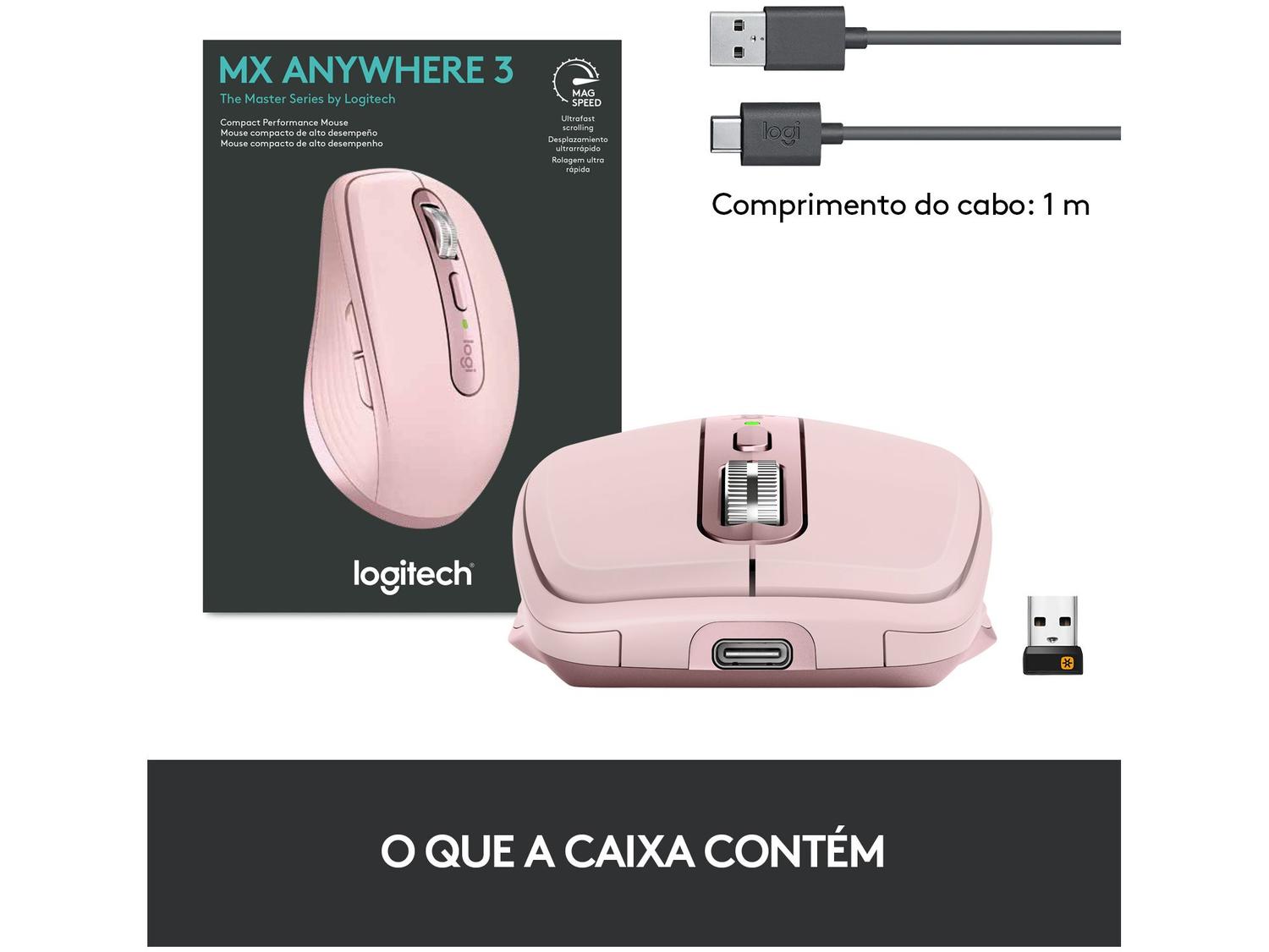 Mouse sem Fio Logitech Óptico 4000DPI 6 Botões