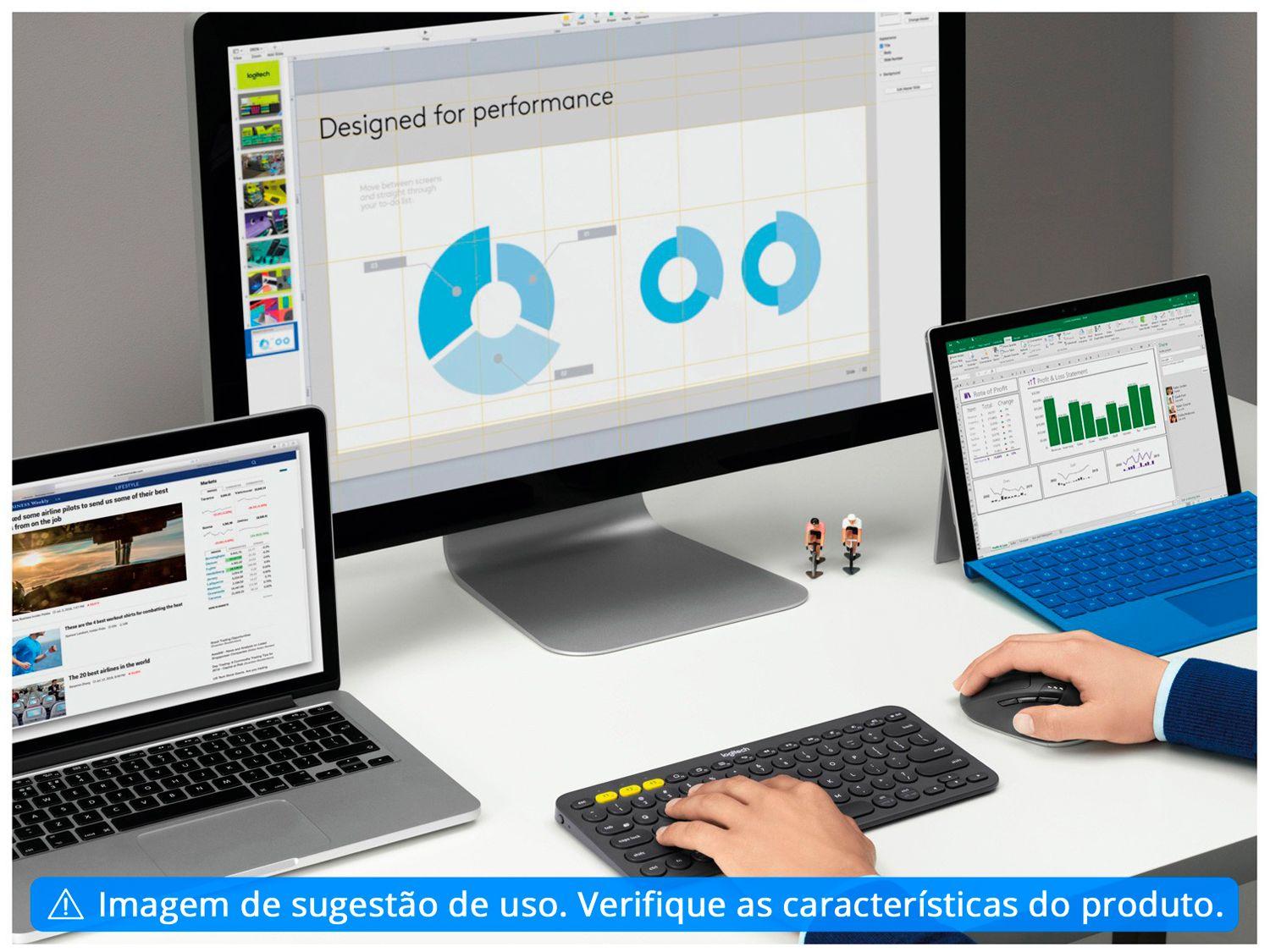 Mouse sem Fio Logitech Óptico M720 Triathlon 1000DPI 8 Botões Preto