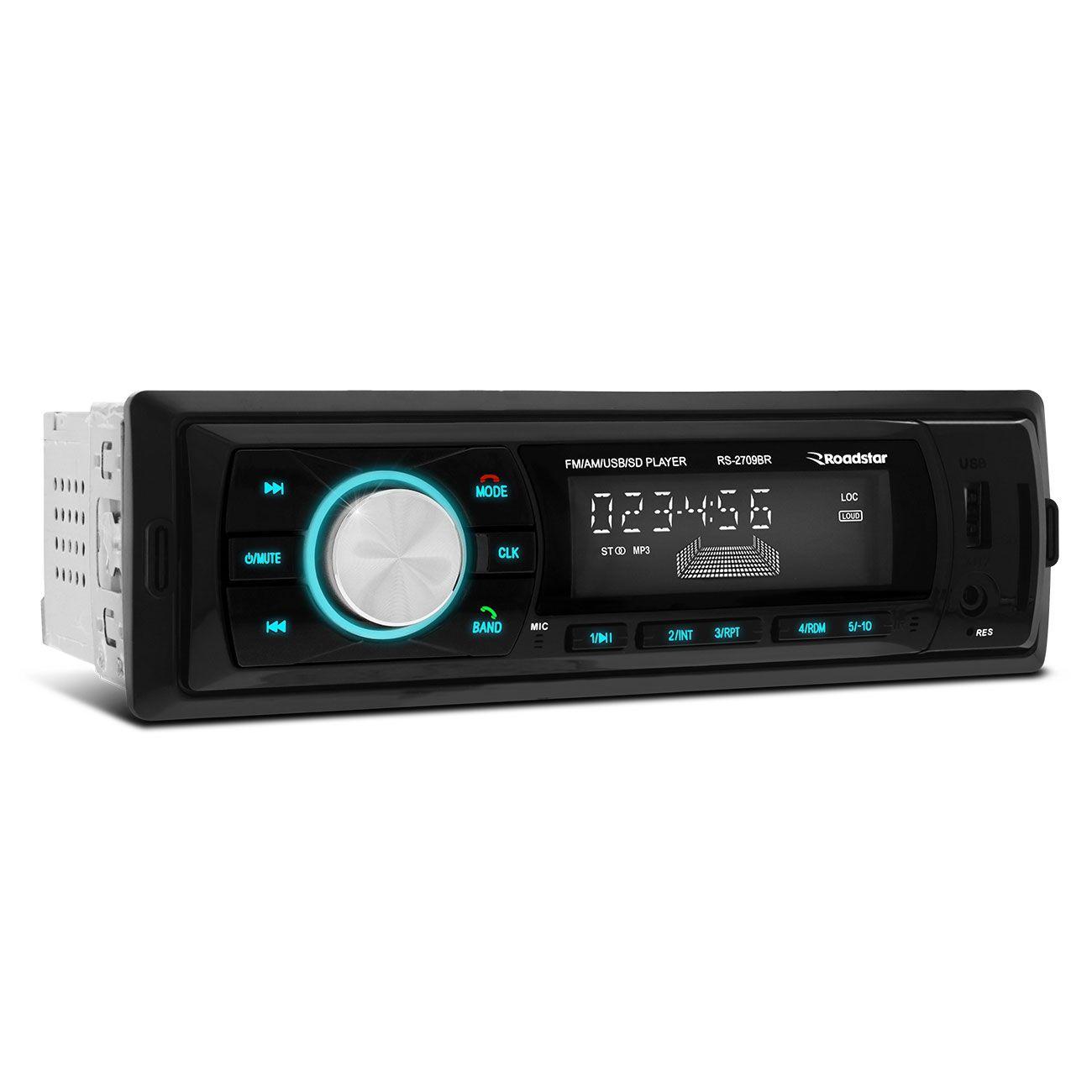 MP3 Player Automotivo Roadstar RS2709BR 1 Din LCD Bluetooth USB Micro