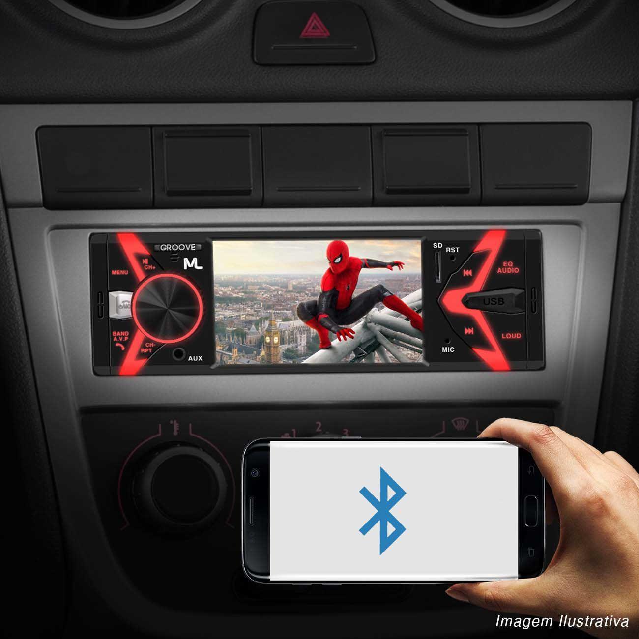 MP5 Player Automotivo Multilaser Groove P3341 1 Din LCD 4” Bluetooth
