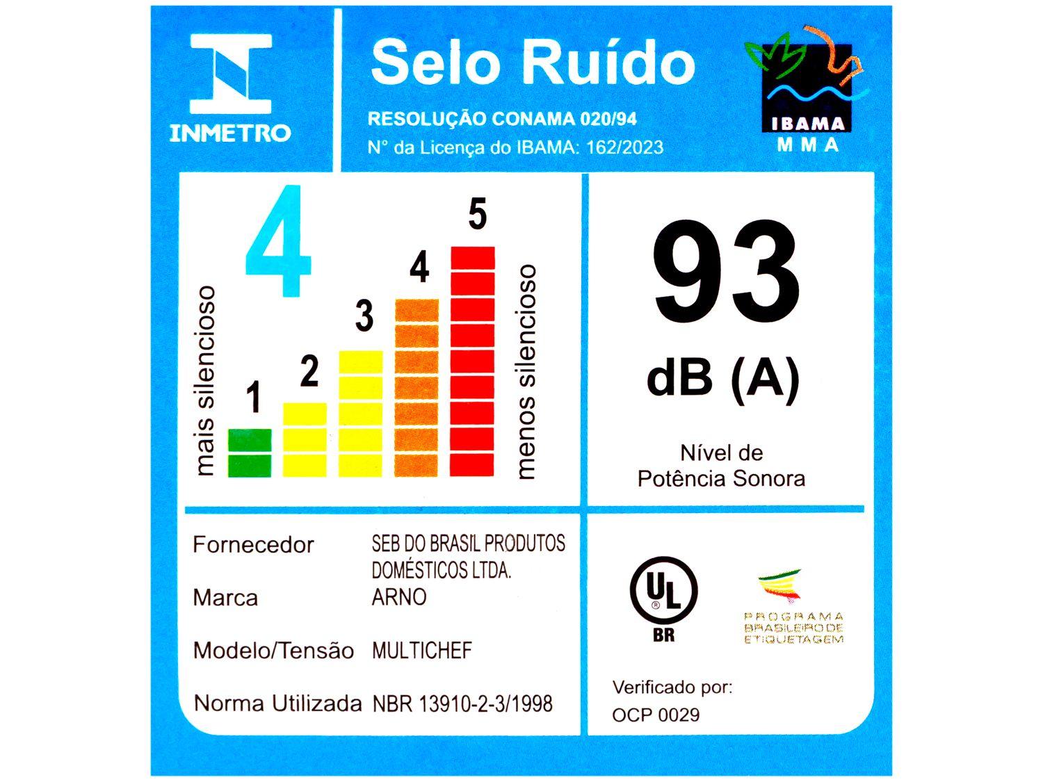 Multi Processador de Alimentos Arno 700W Preto Multichef MP72 24 Funções