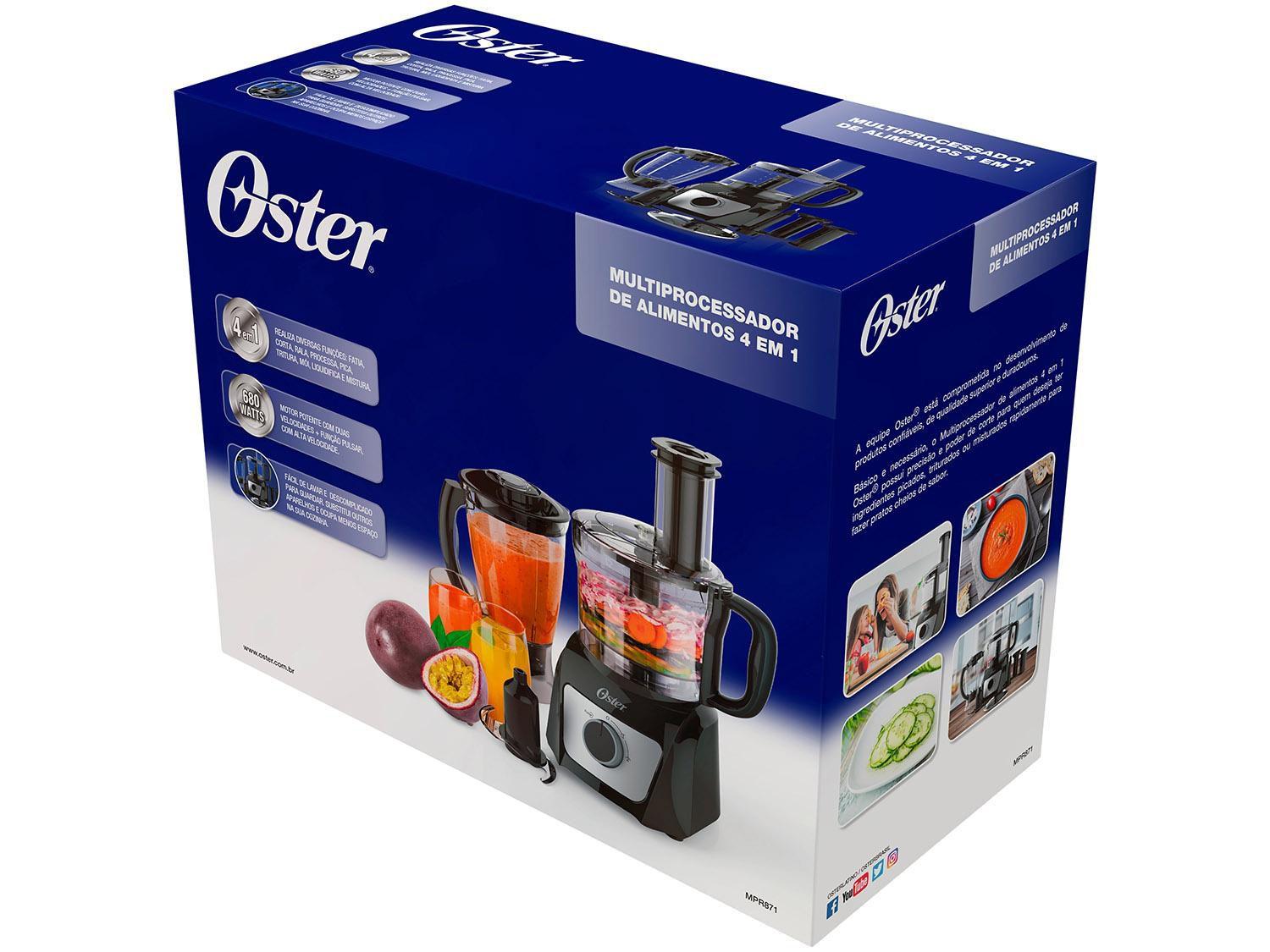Multi Processador de Alimentos Oster Preto e Inox MPR871 680W Processador de Alimentos Magazine Luiza