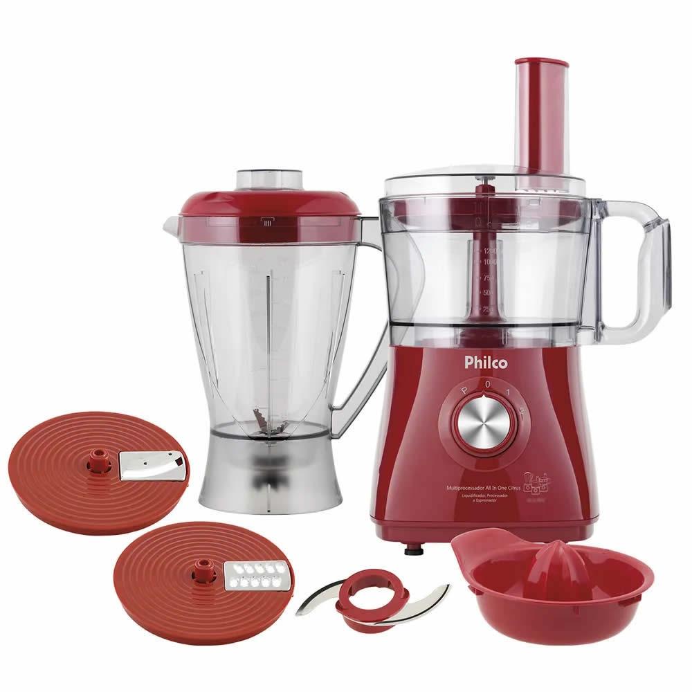 Multiprocessador com Liquidificador Philco All In One Citrus Vermelho ...