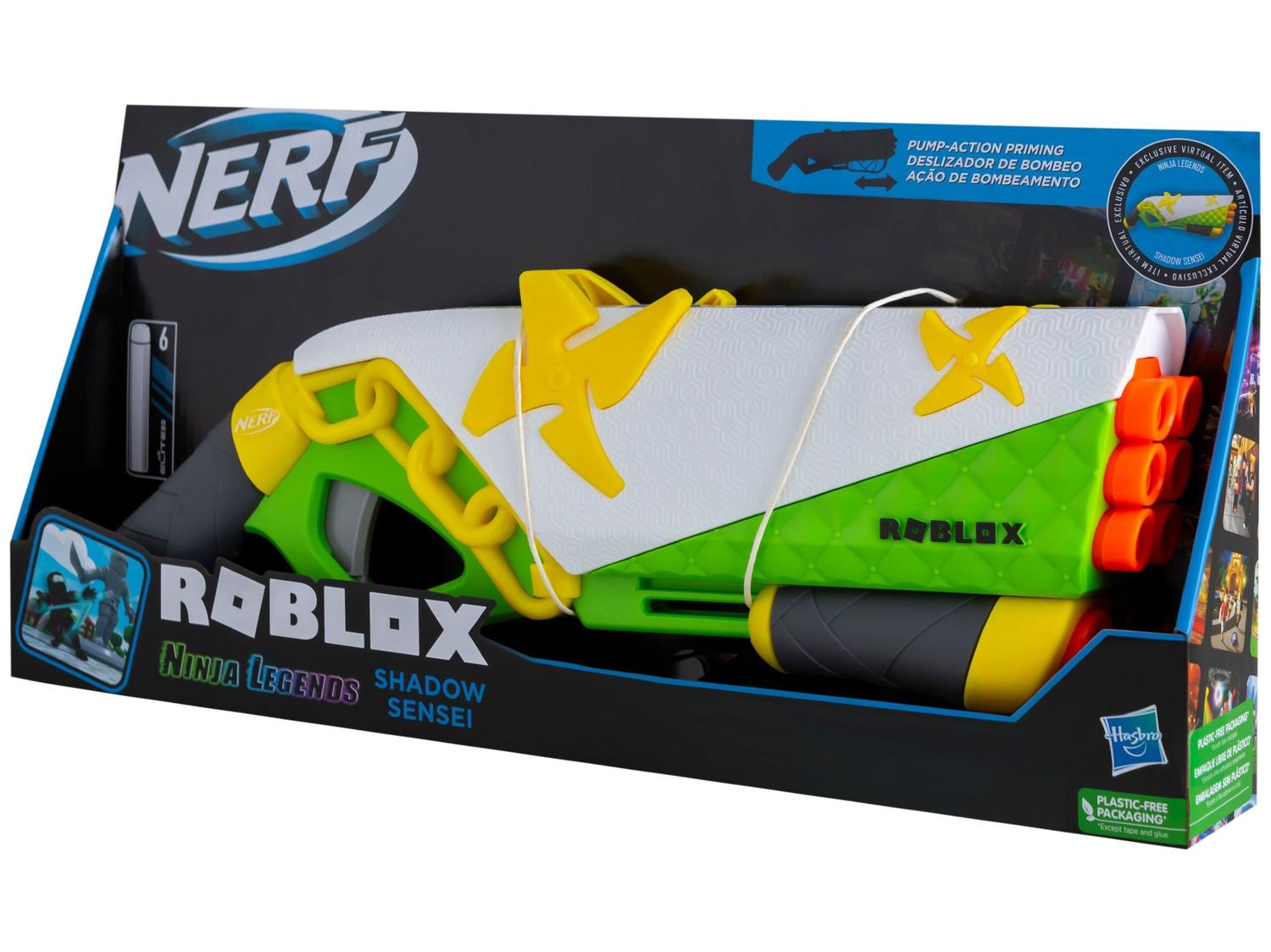 Nerf Roblox Ninja Legends Shadow Sensei Hasbro| Branco, verde