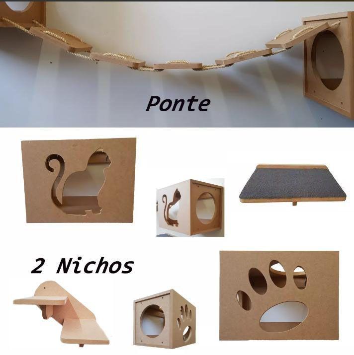 Nicho Gato Kit 5 Pecas 2 Nichos Ponte Prateleira Escada Para Gato Nicho Para Gato Pet Em Mdf 15mm Ecportal Brinquedos Para Gatos Magazine Luiza