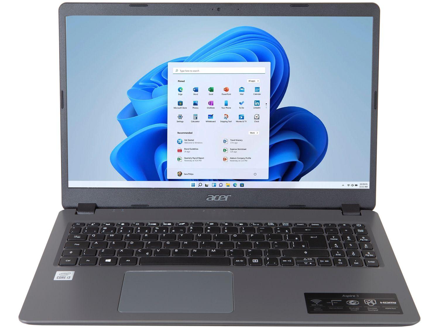Notebook Acer Aspire 3 Intel Core i3 8GB 256GB SSD
