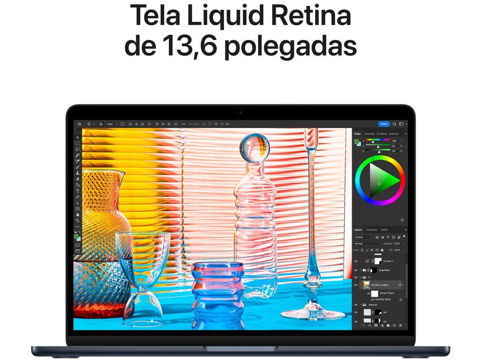 Notebook Apple Macbook Air 13,6” M2 8GB RAM 256GB SSD Meia-noite Notebook Apple Macbook Air 13,6” M2 8GB RAM 256GB SSD Meia-noite