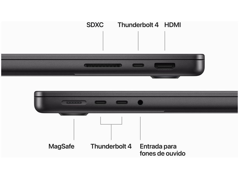 Notebook Apple Macbook Pro 14” M3 16GB RAM 1TB SSD Cinza-espacial